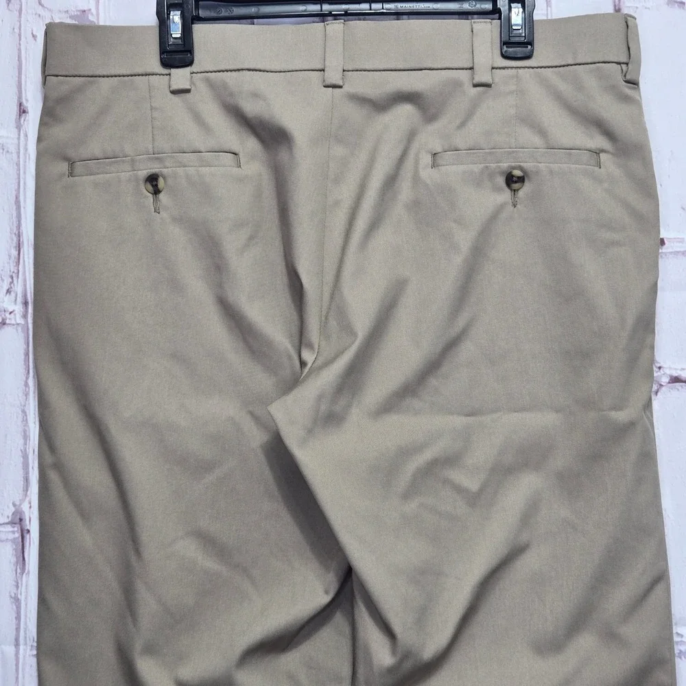 Haggar Pants Khaki Cool Right Performance Flex Straight Fit Dress Golf Men 38x29